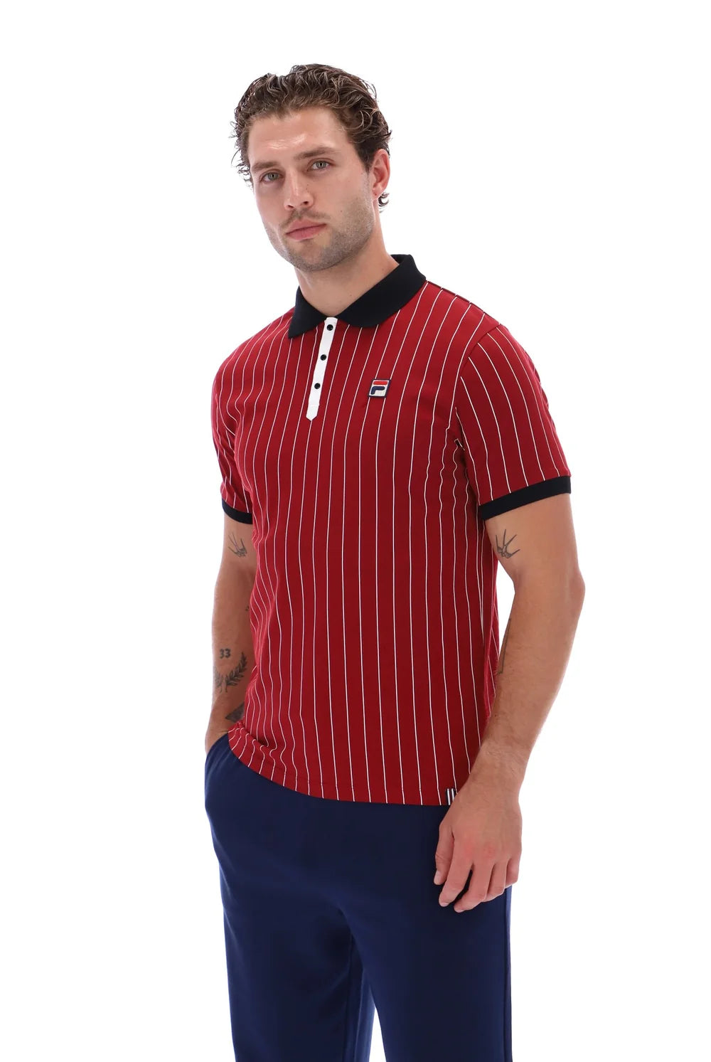 Fila BB1 Classic Vintage Striped Polo Sun Dried Tomato/Black/White