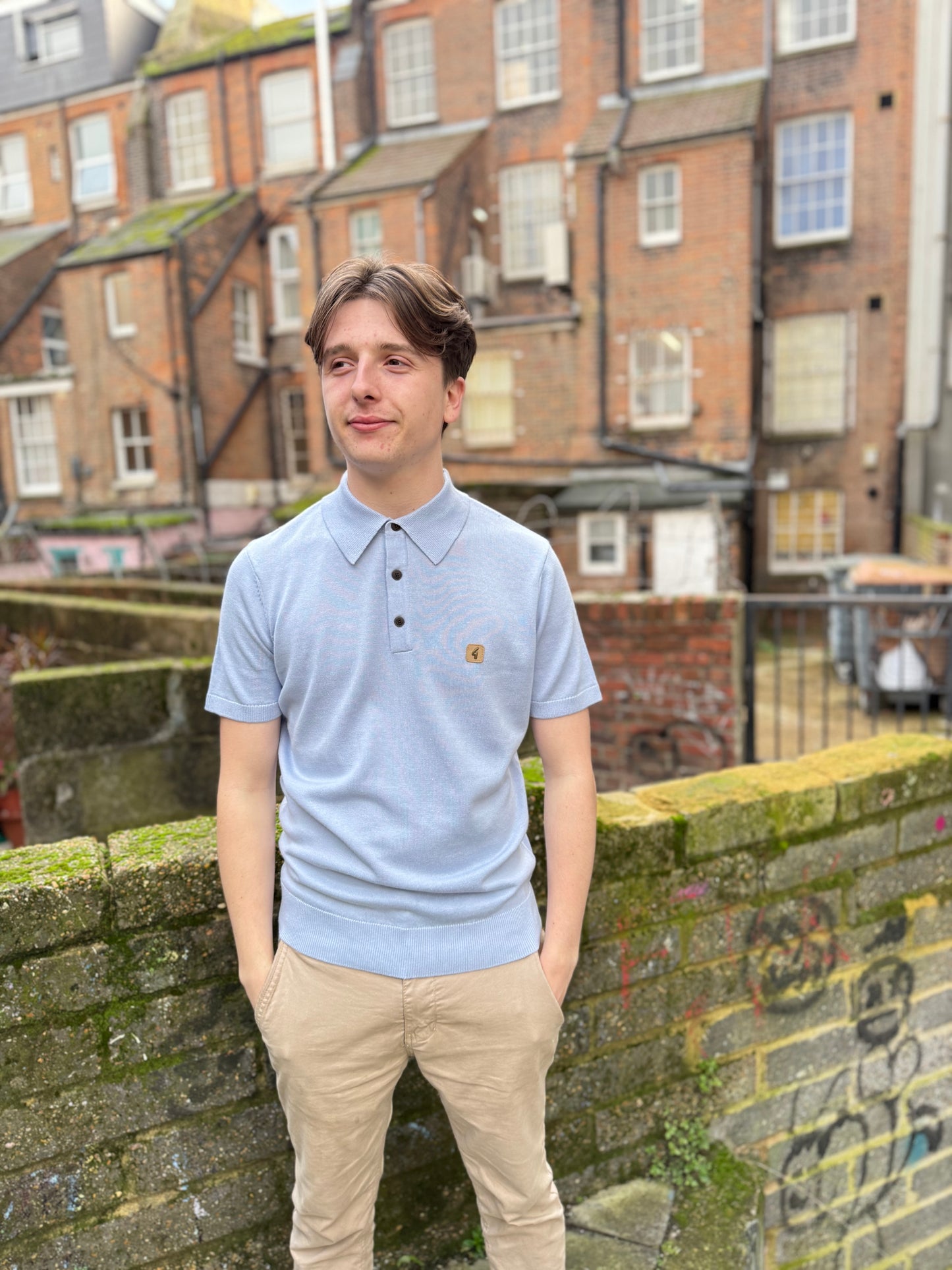 Gabicci Vintage Jackson Short Sleeve Plain Knitted Polo Dusk