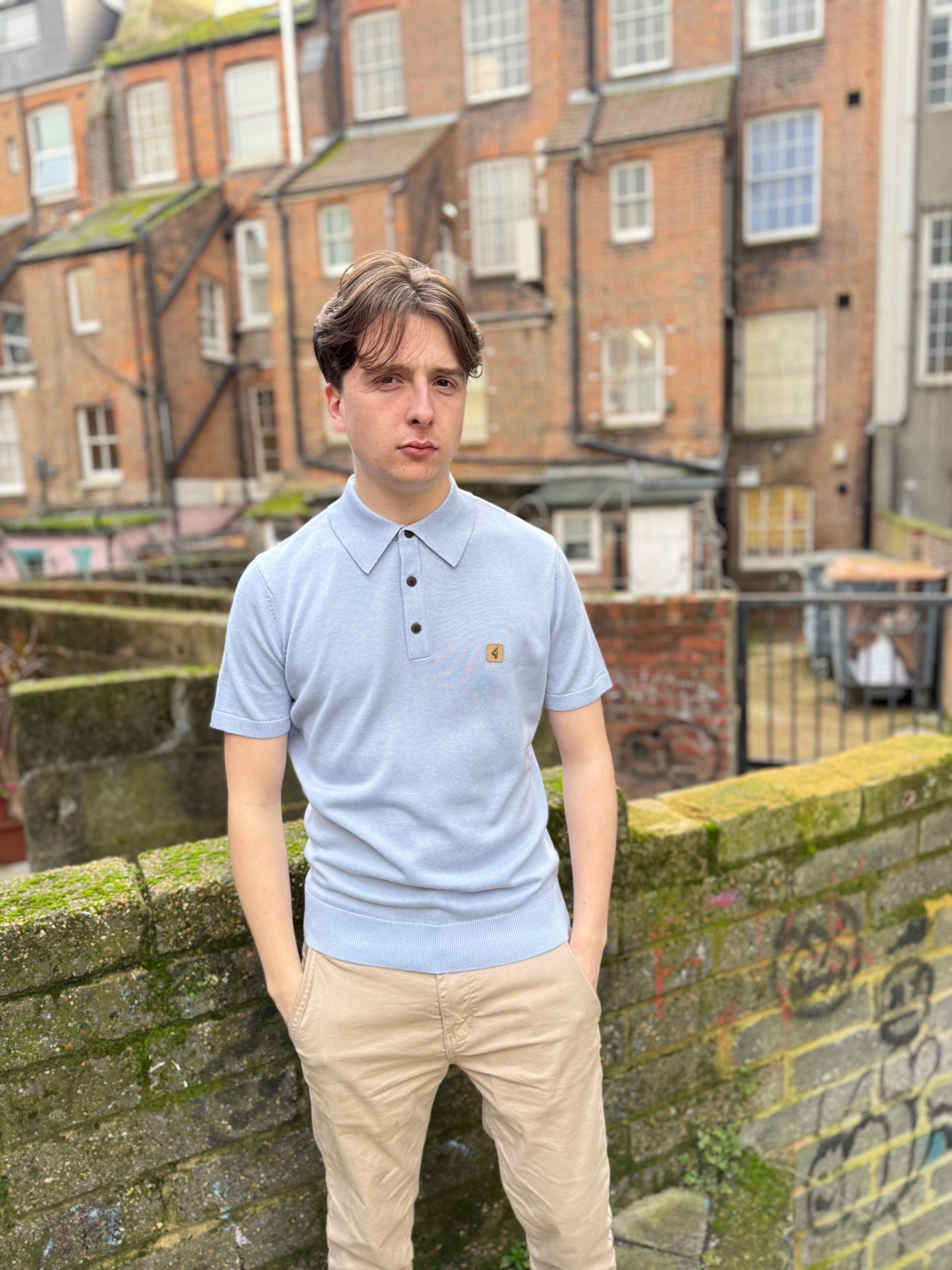 Gabicci Vintage Jackson Short Sleeve Plain Knitted Polo Dusk