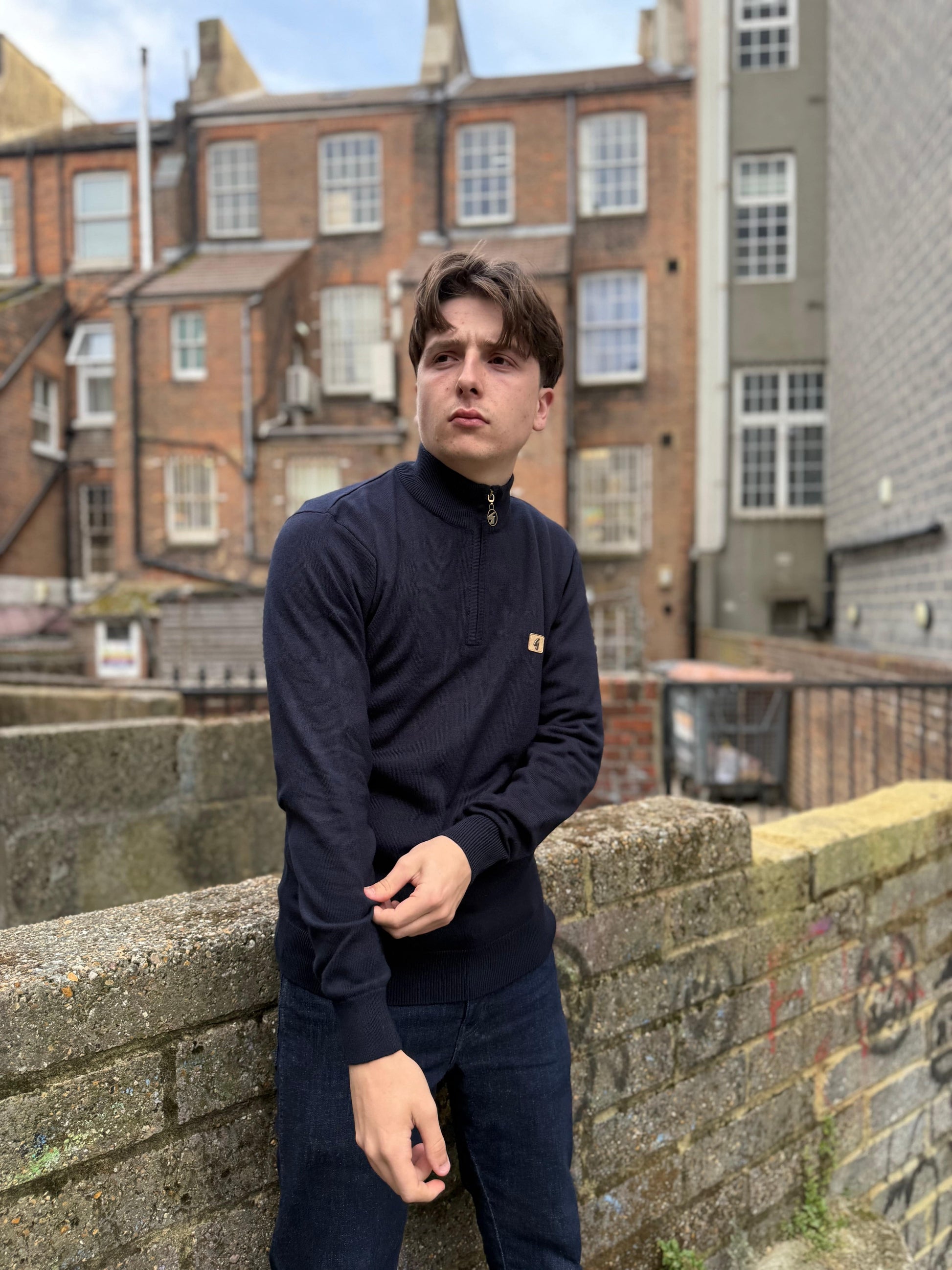 Gabicci Vintage Quarter Zip Jumper Naxton Navy - RD1 Clothing