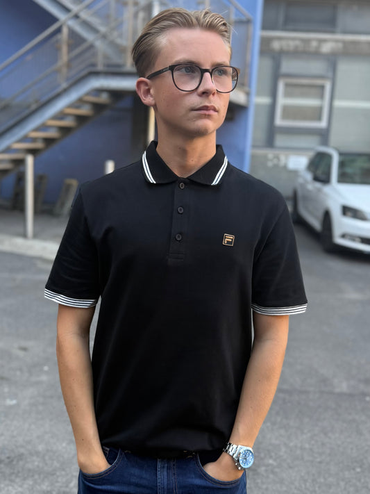Fila Gold Soren Polo With Tipping in Black