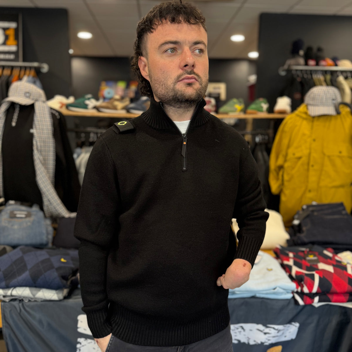 MA.STRUM Sarl Quarter Zip Sweater Black
