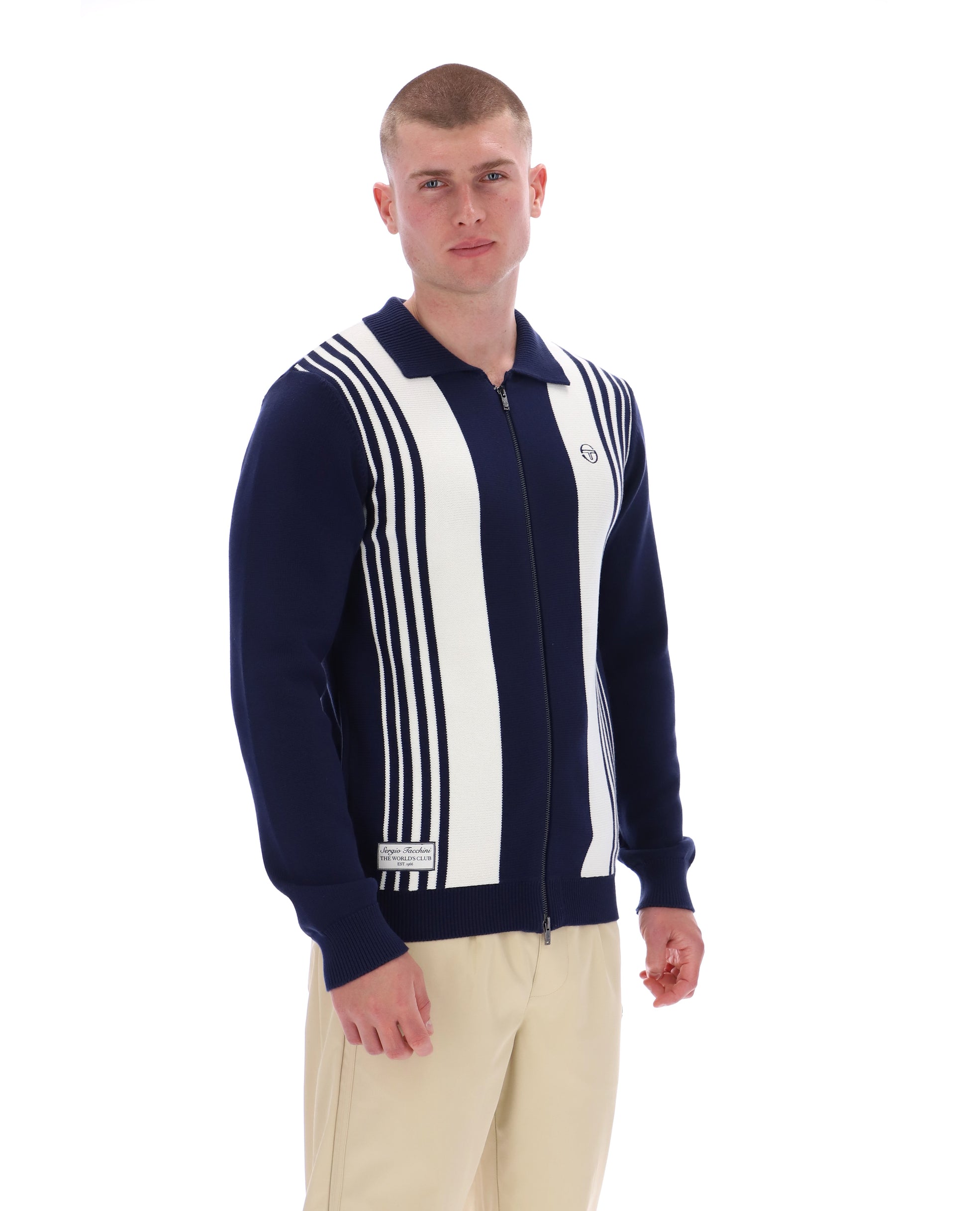 Sergio Tacchini Cipri Knitted Cardigan in Navy/Gardenia - RD1 Clothing