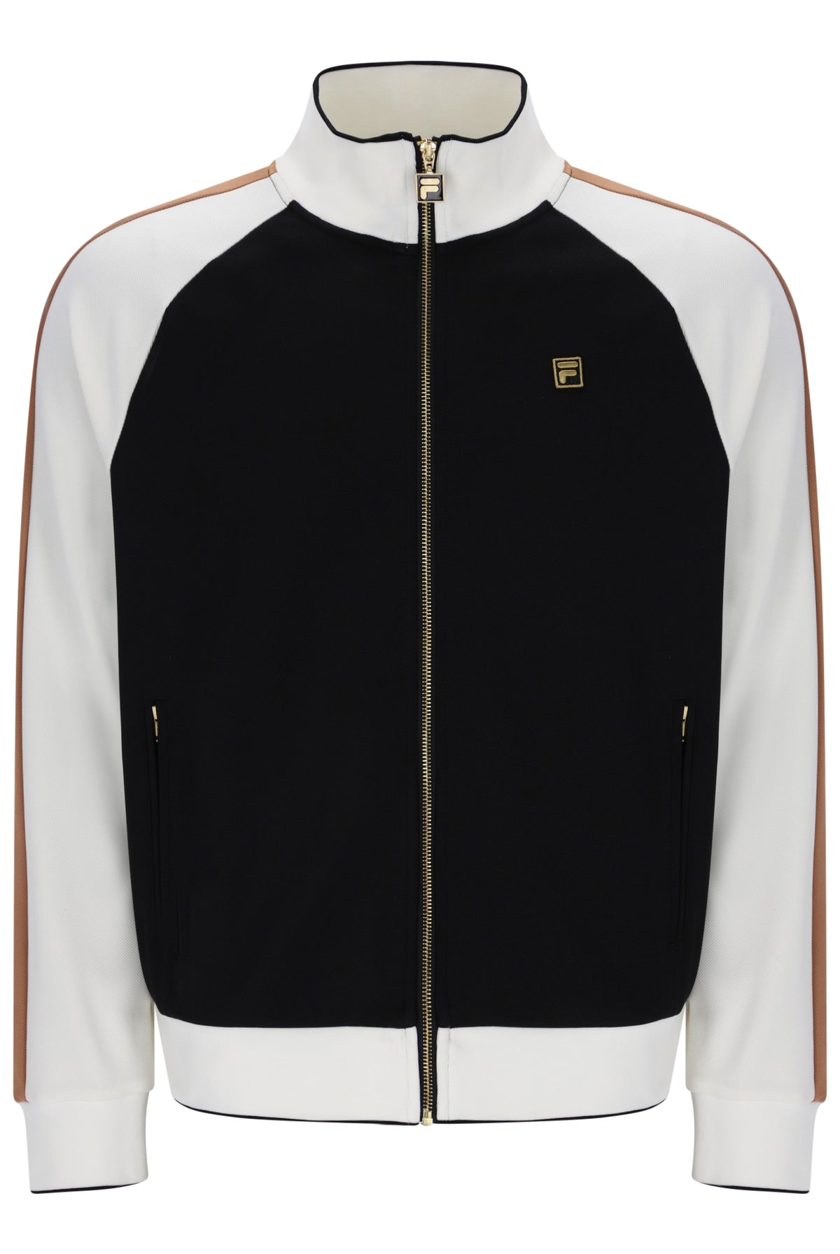 Fila Vintage Cory Colour Block Track Top Black/White Down/Raw Umber