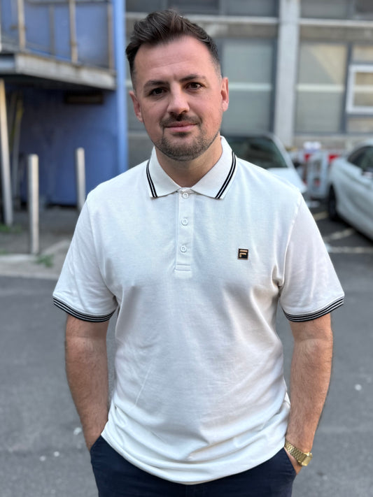 Fila Gold Soren Polo With Tipping in White