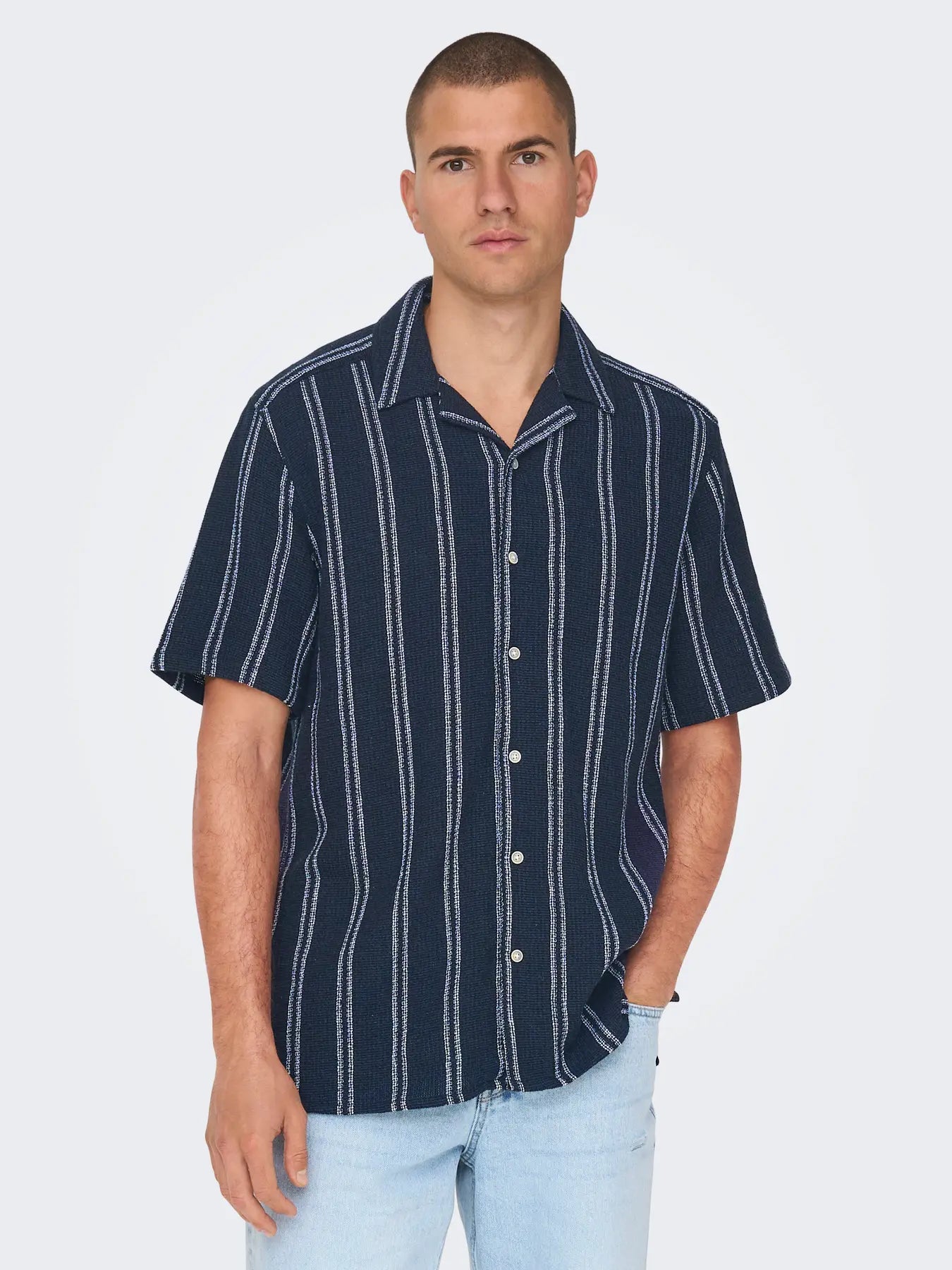 Only & Sons Onstrev Life Stripe Shirt Navy - RD1 Clothing