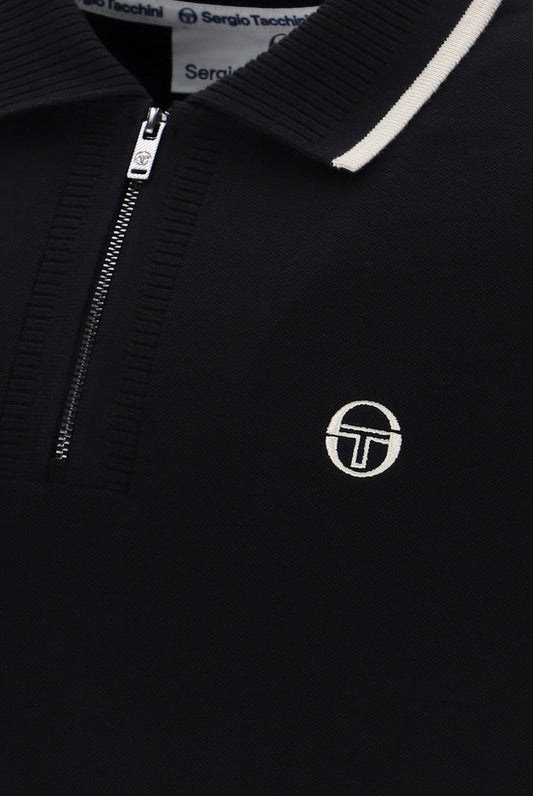 Sergio Tacchini Davide Zip Polo Shirt Black