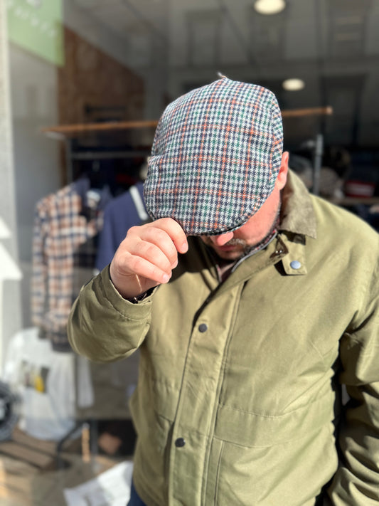 Tweed Flat Cap Grey Checkered