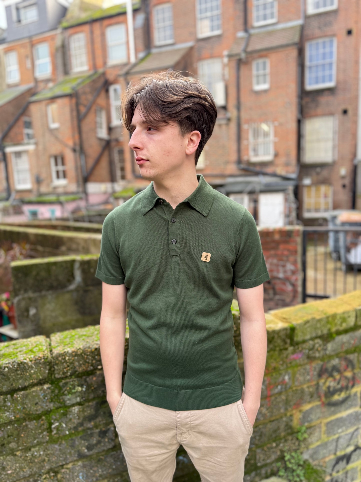 Gabicci Vintage Jackson Short Sleeve Plain Knitted Polo Forest