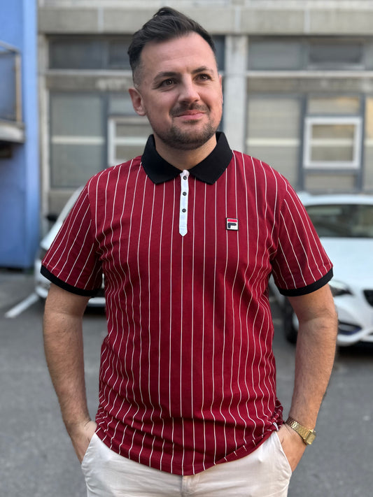 Fila BB1 Classic Vintage Striped Polo Sun Dried Tomato/Black/White