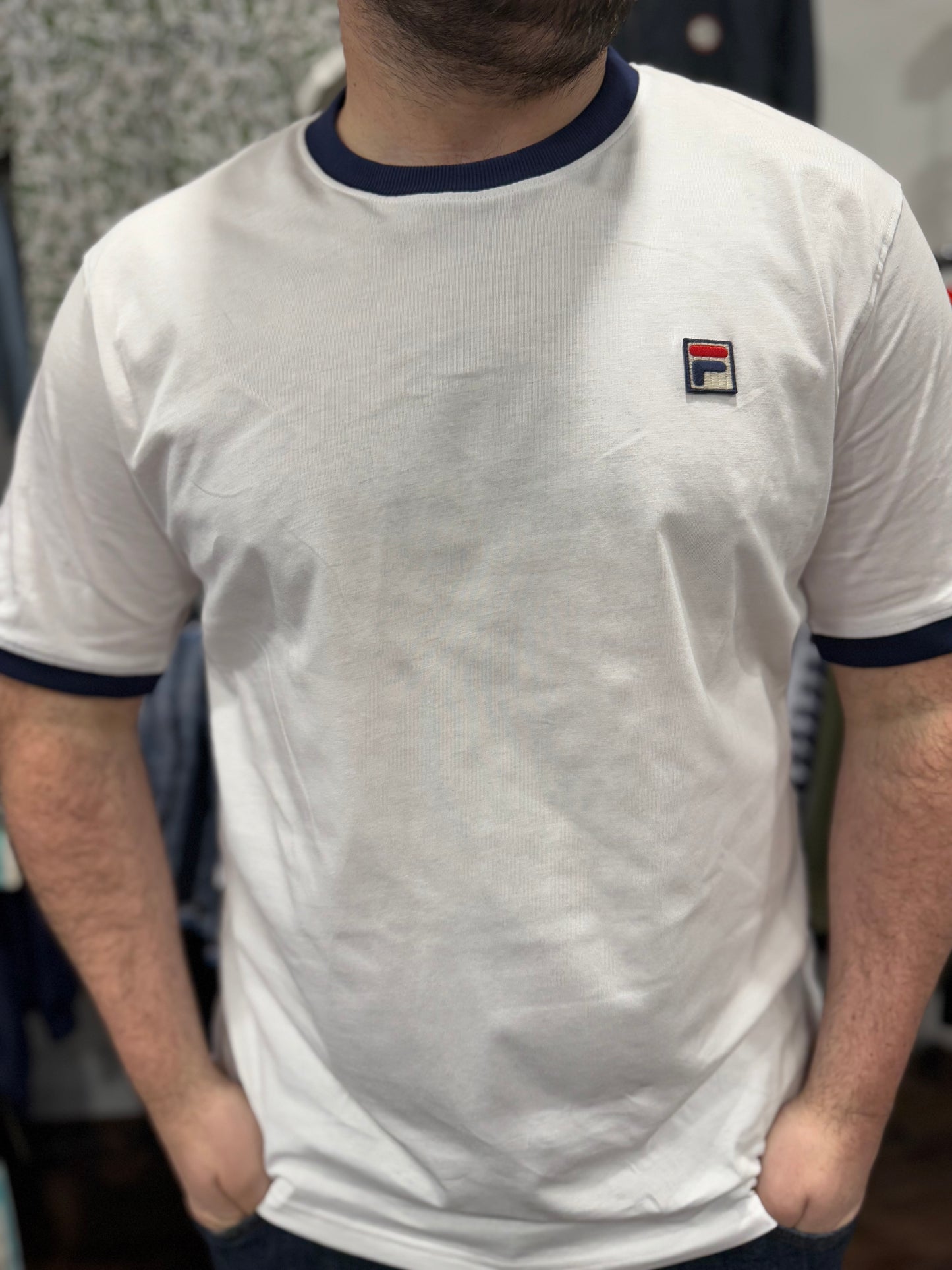 Fila Marconi T-Shirt In White/Navy