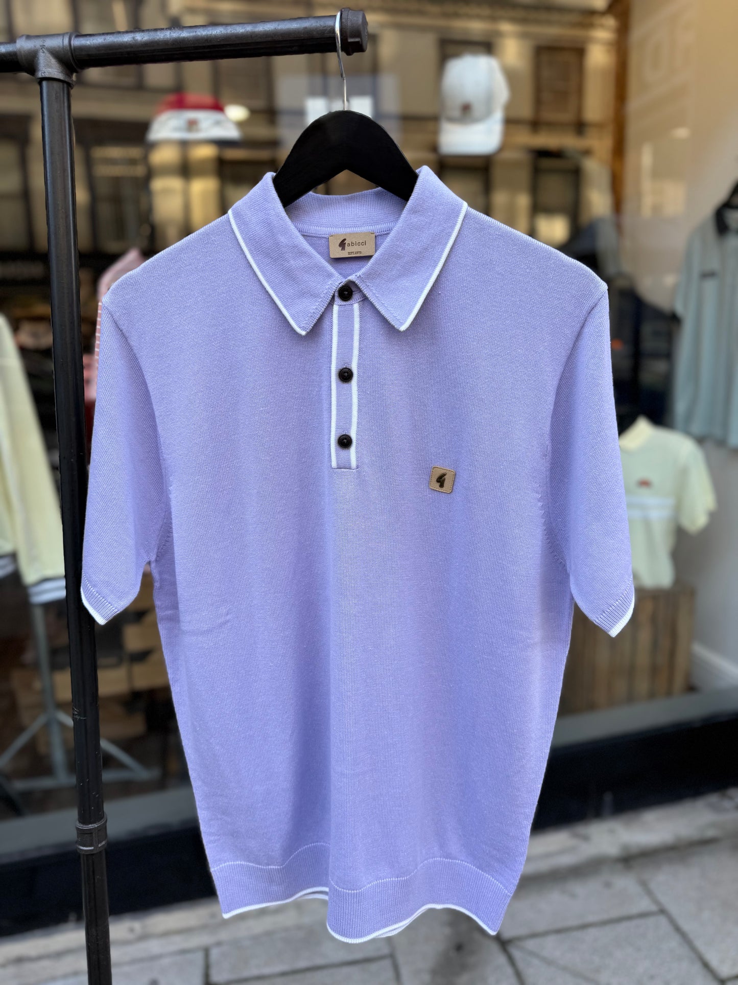 Gabbici Vintage Lineker Tipped Knitted Polo Heather - RD1 Clothing