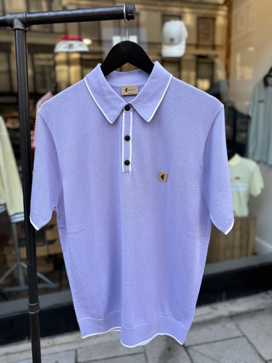 Gabbici Vintage Lineker Tipped Knitted Polo Heather - RD1 Clothing