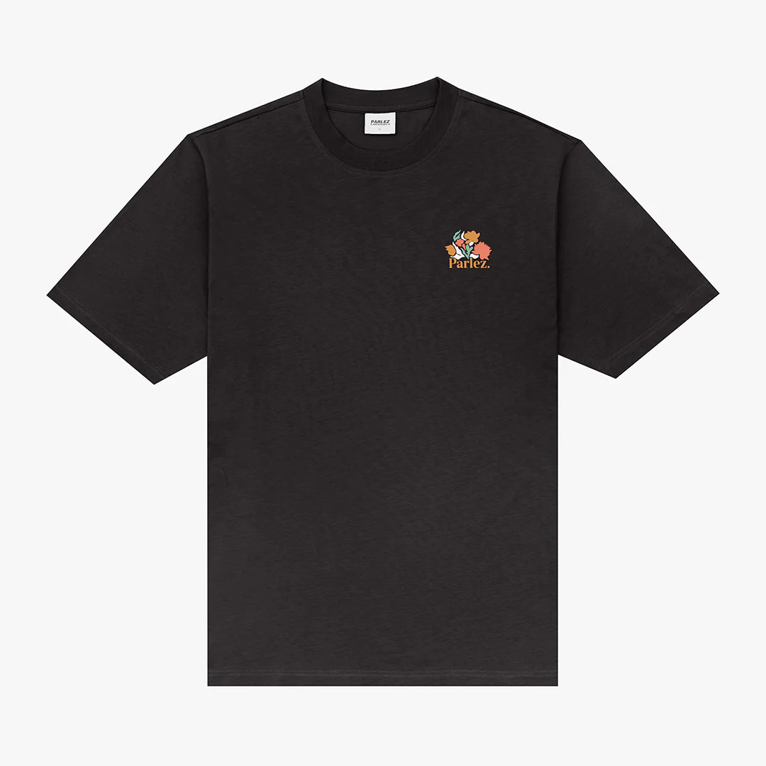 Black Parlez Eldora T-Shirt by RD1 Clothing featuring a casual fit and bold logo design on soft cotton fabric.
