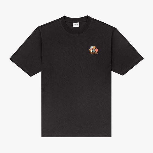 Black Parlez Eldora T-Shirt by RD1 Clothing featuring a casual fit and bold logo design on soft cotton fabric.