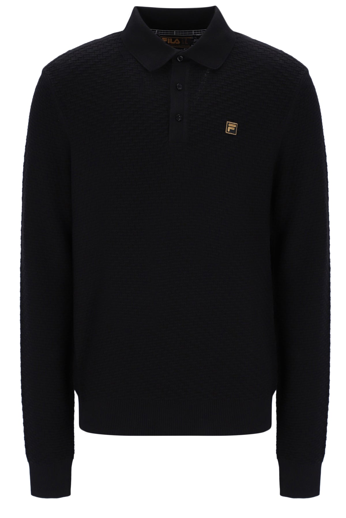 Fila Gold Elia Brick Knitted Long Sleeve Polo Black