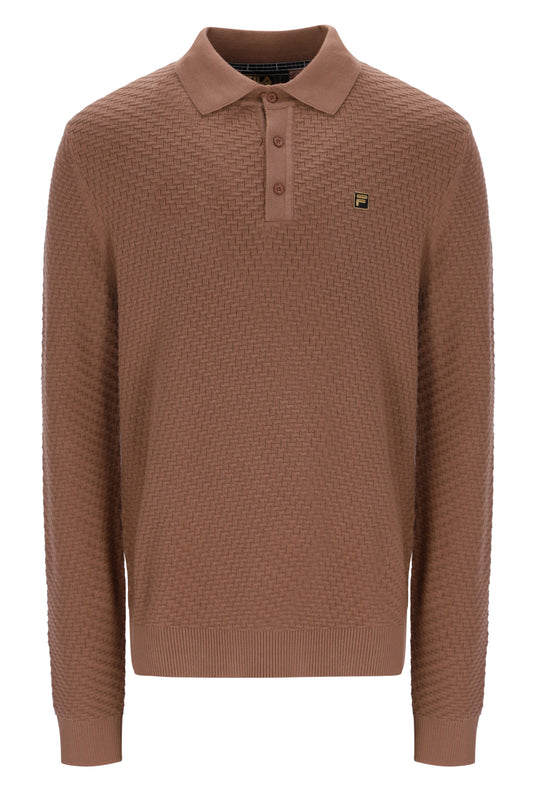 Fila Gold Elia Brick Knitted Long Sleeve Polo Raw Umber