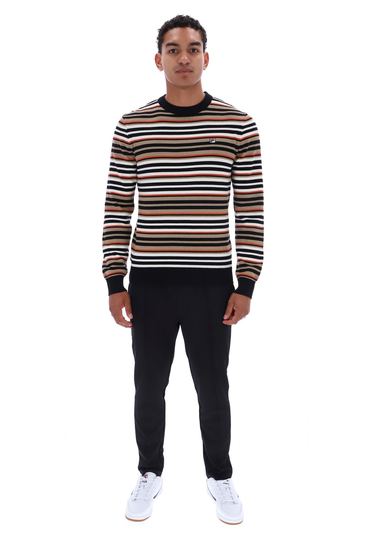 Fila Vintage Elias Knitted Stripe Crewneck Black/Gardenia/ Burnt Orche/Chincilla