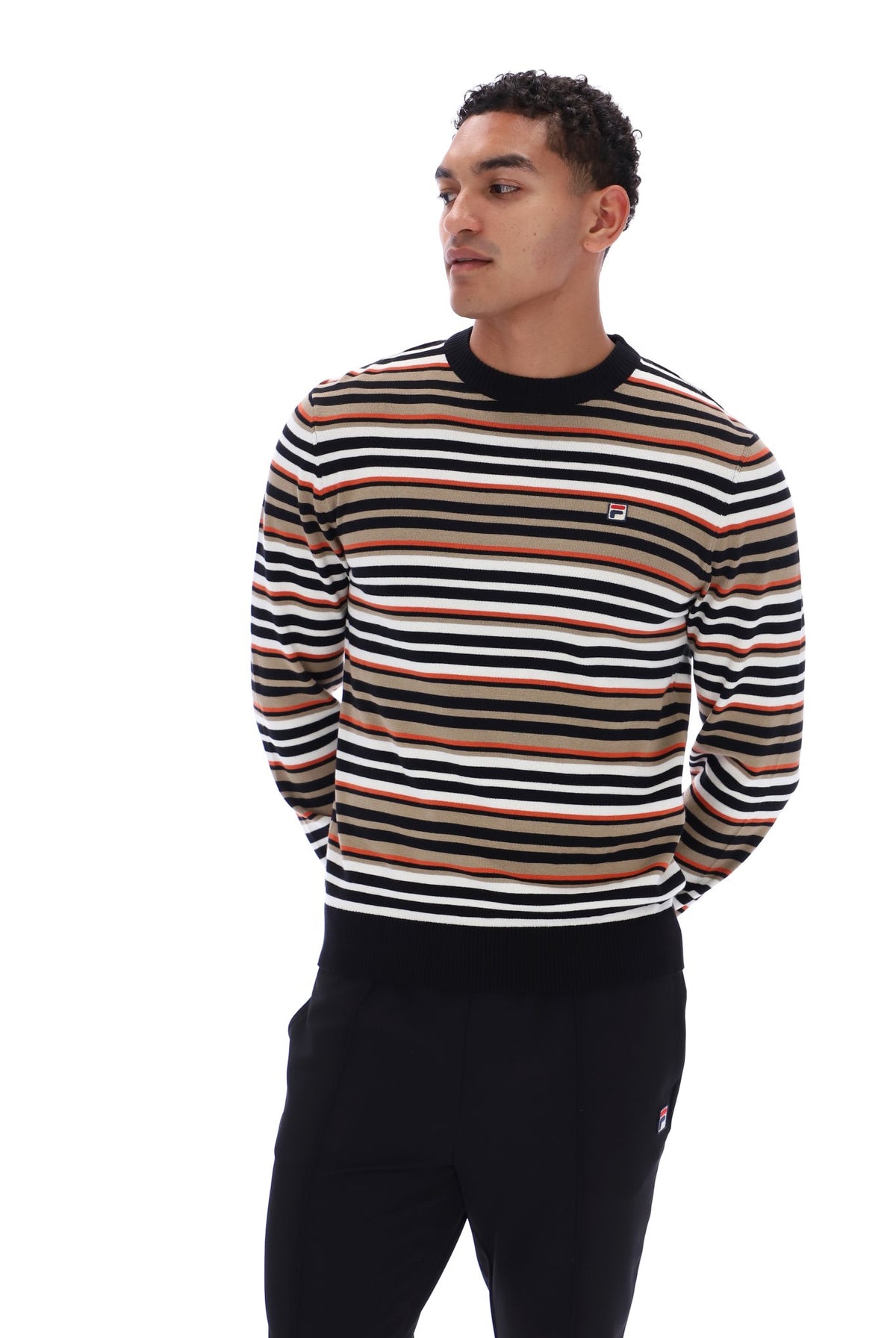 Fila Vintage Elias Knitted Stripe Crewneck Black/Gardenia/ Burnt Orche/Chincilla