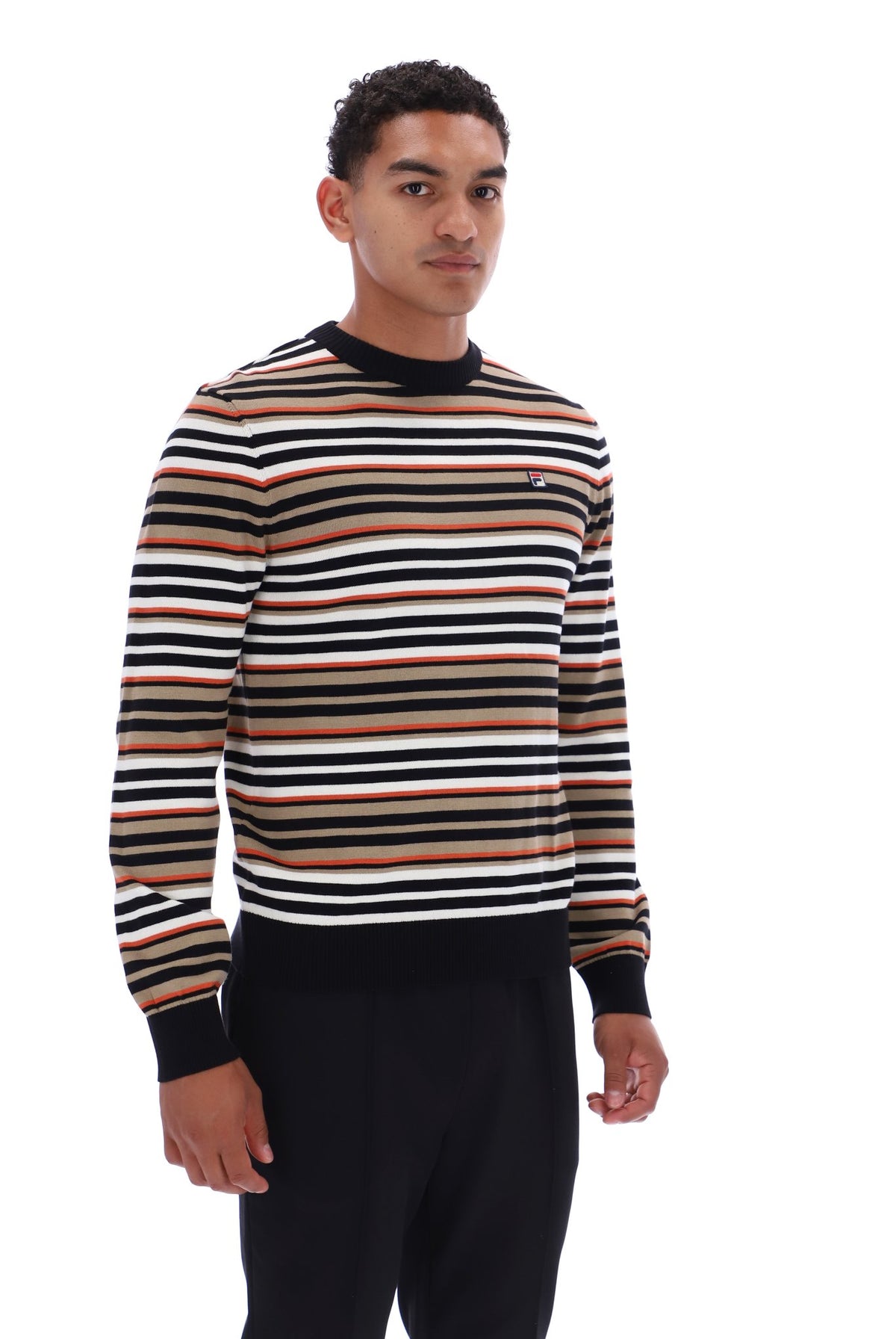Fila Vintage Elias Knitted Stripe Crewneck Black/Gardenia/ Burnt Orche/Chincilla
