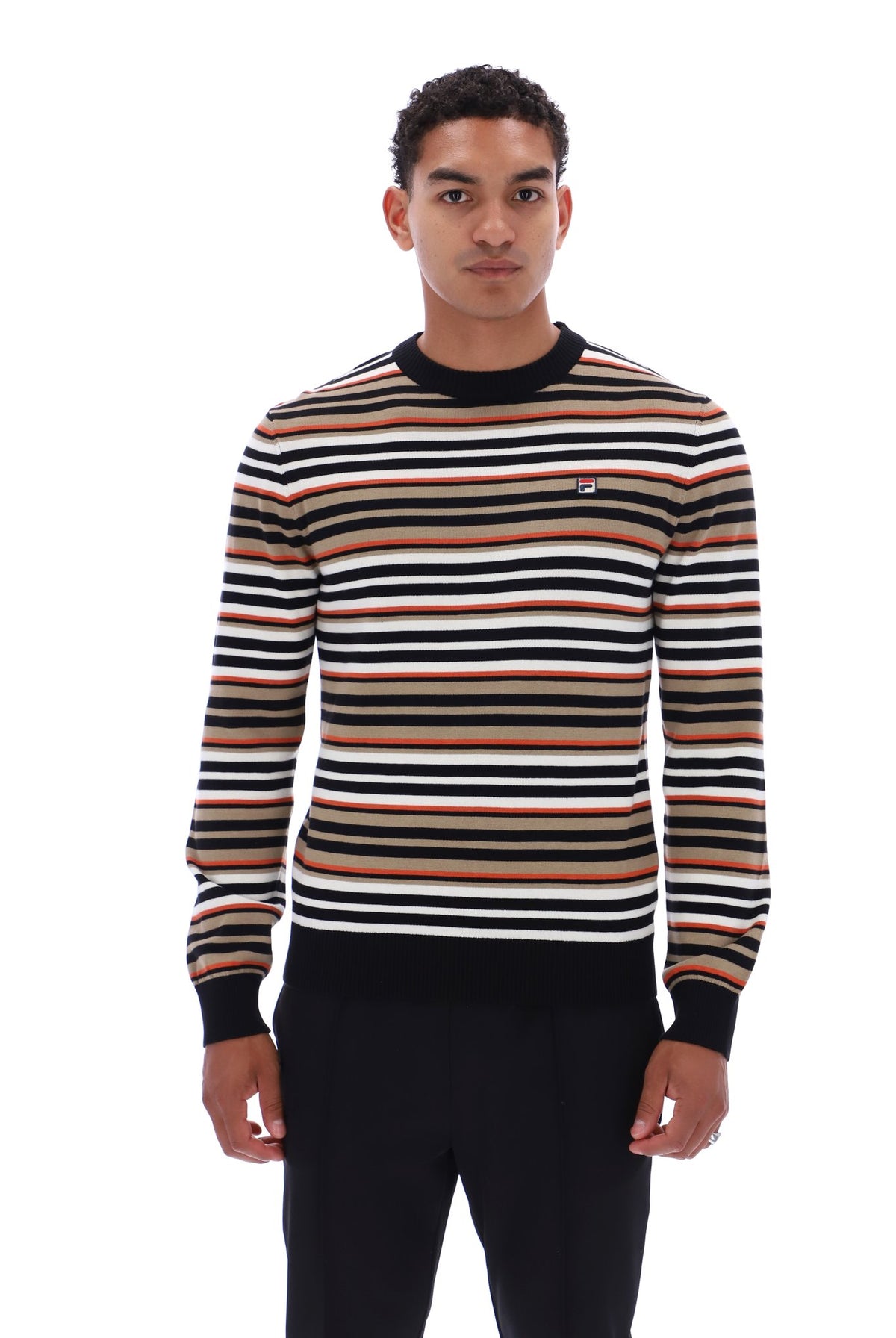 Fila Vintage Elias Knitted Stripe Crewneck Black/Gardenia/ Burnt Orche/Chincilla