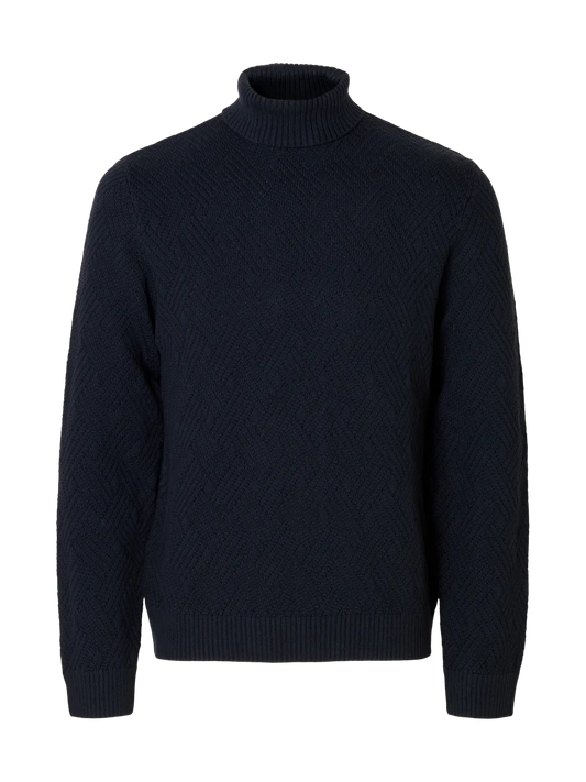 Selected Homme Long Sleeve Knitted Roll Neck Navy