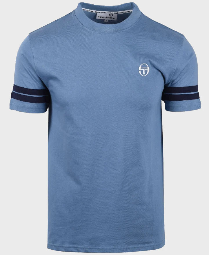 Sergio Tacchini Grello Crew Neck T-Shirt In Coronet Blue/ Maritime Blue