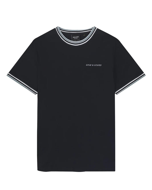 Lyle & Scott Embroidered Tipped T-Shirt In Dark Navy - RD1 Clothing