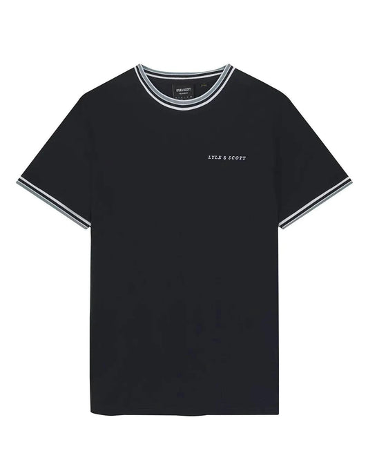 Lyle & Scott Embroidered Tipped T-Shirt In Dark Navy - RD1 Clothing
