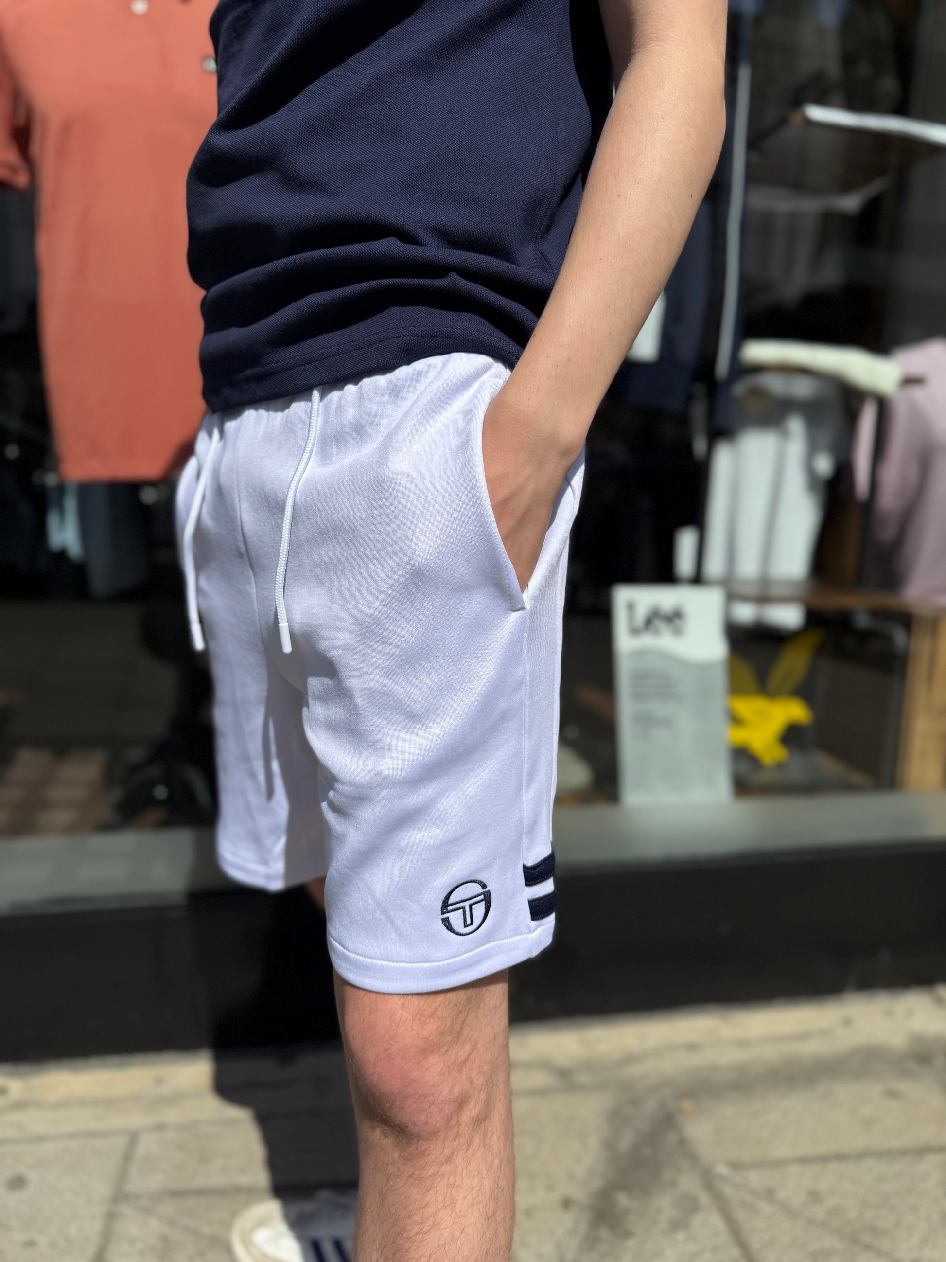 Sergio Tacchini New Orion Jogger Sweat Short White/Maritime Blue - RD1 Clothing