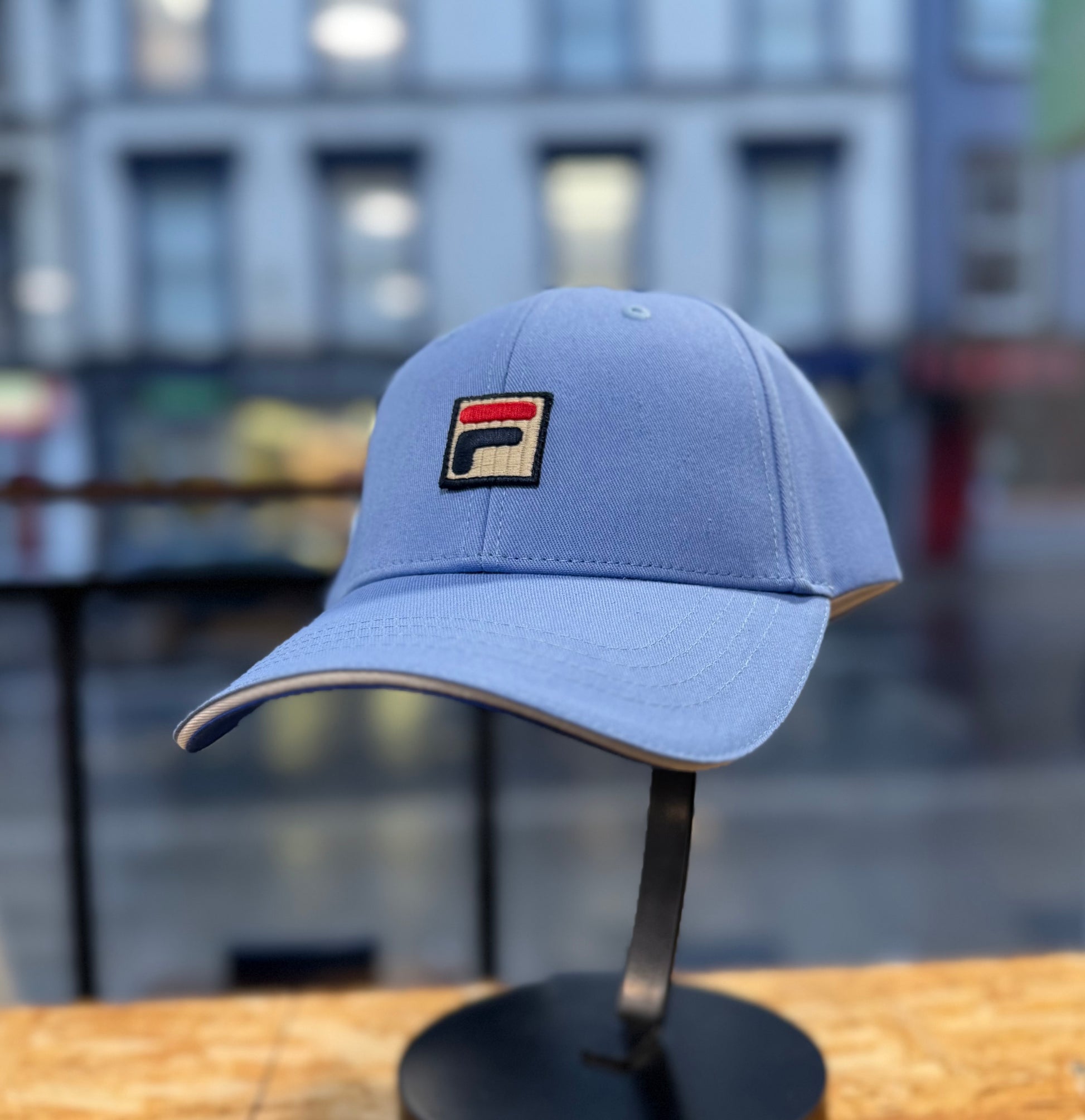 Fila Tantam Classic 6-panel fasten cap in Frozen Fjord and Gardenia with adjustable strap and embroidered Fila logo.