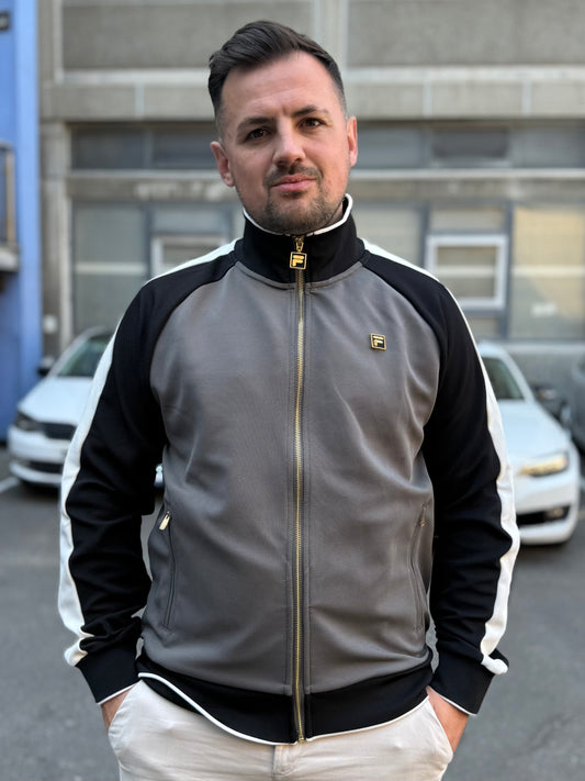 Fila Vintage Cory Colour Block Track Top Gunmetal/Black/White Down