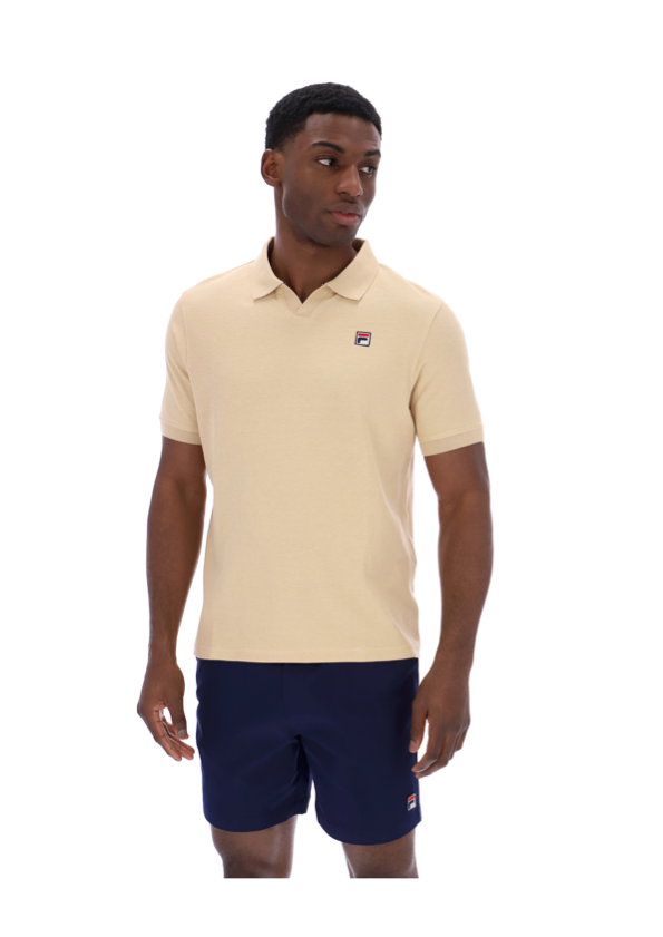 Beige Fila Tristiano polo shirt with classic collar and short sleeves, made from comfortable cotton fabric.