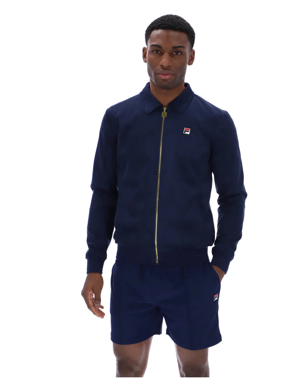 Fila Gold Francesco Suede Jacket with Raised Tipping Navy
