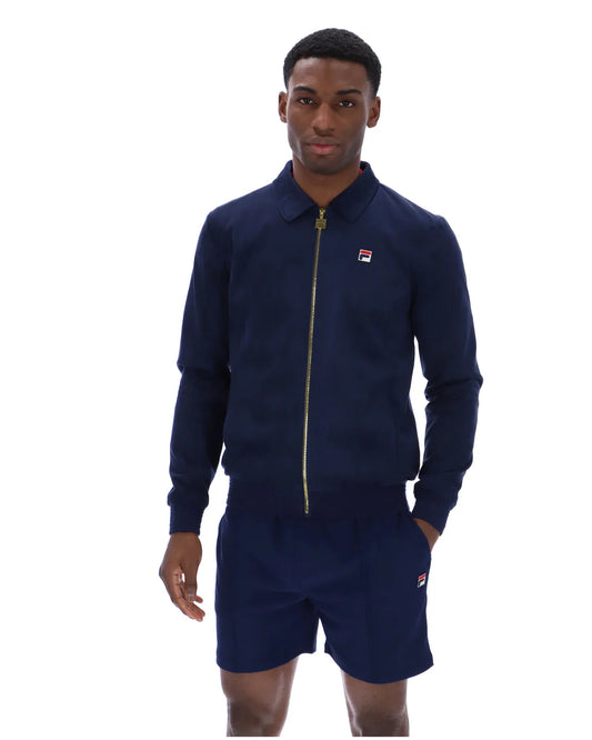 Fila Gold Francesco Suede Jacket with Raised Tipping Navy