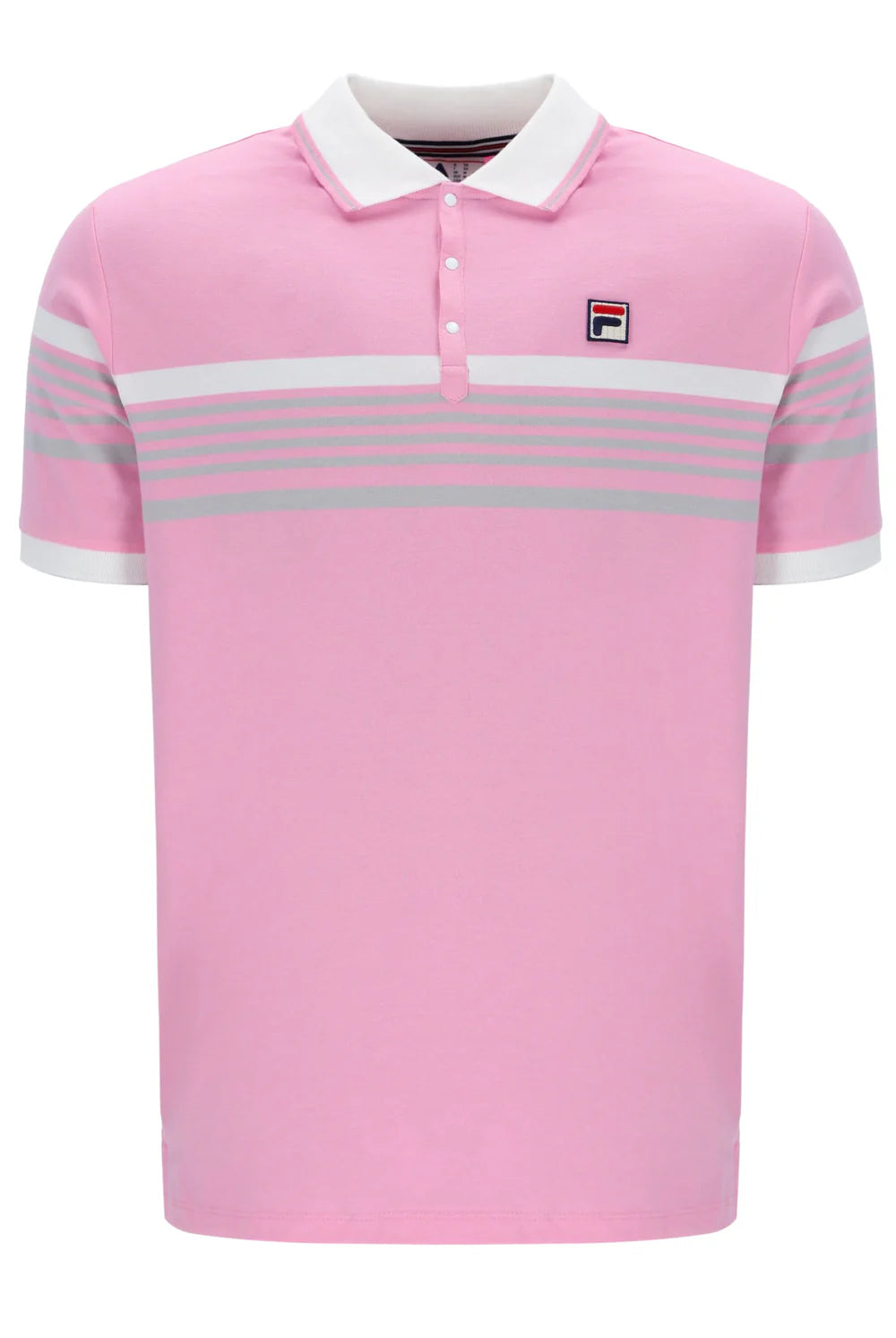 Fila Francis Yarn Dye Stripe Polo Shirt Prism Pink/White/High Rise - RD1 Clothing