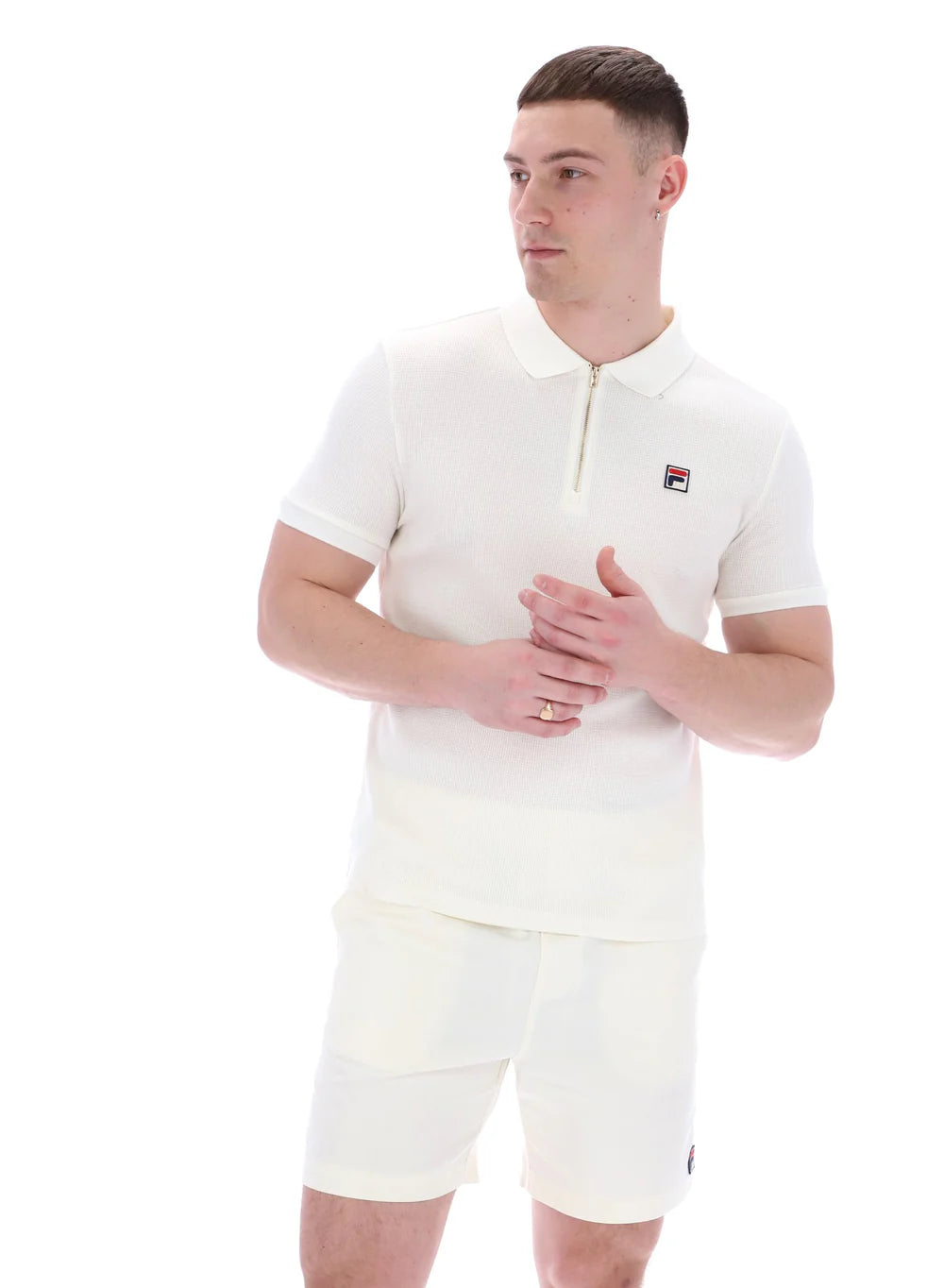 Fila Benjamin Micro Waffle Polo in Gardenia
