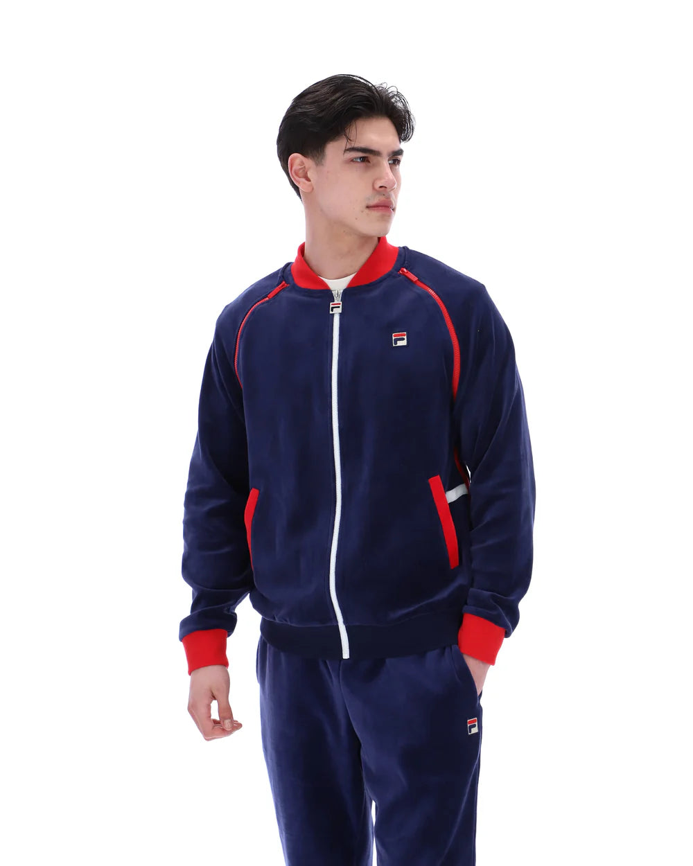 Fila Daniele Archive Versatile Velour Track Top in Navy/Red/White