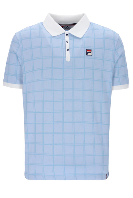 Fila Ignazio Tonal Check Polo in Skyway/Navy