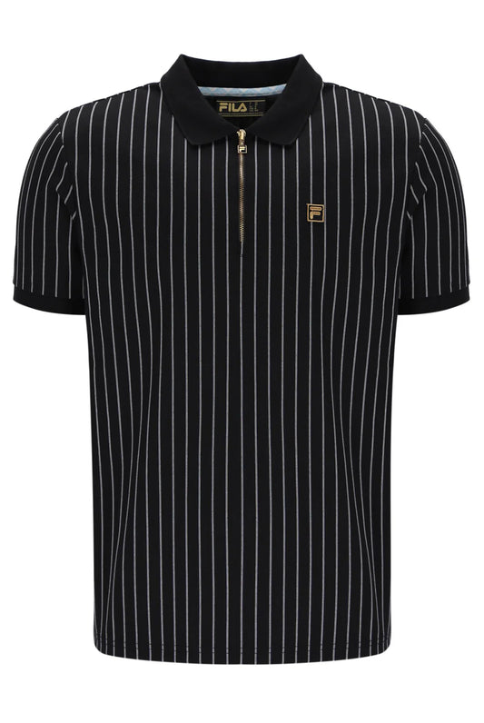 Fila Patton Jacquard Stripe Polo in Black/Egret