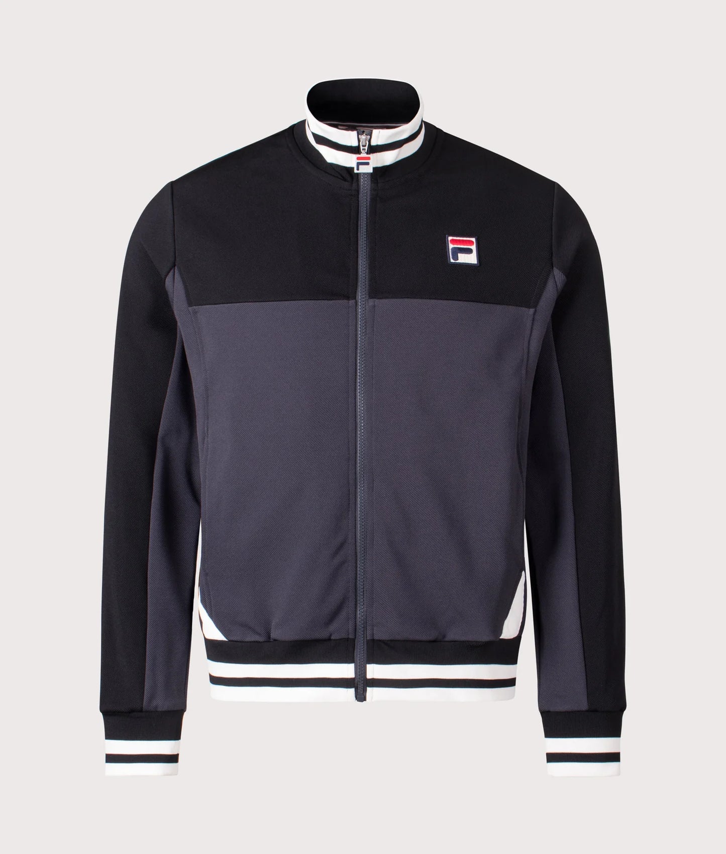 Fila Vintage Tiebreaker Funnel Neck Track Jacket Black/Charcoal/Gardenia