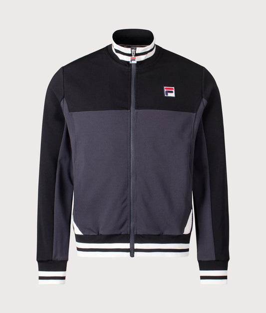Fila Vintage Tiebreaker Funnel Neck Track Jacket Black/Charcoal/Gardenia