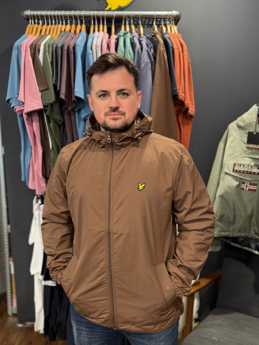 Lyle & Scott Zip Through Hooded Jacket Bottle Brown