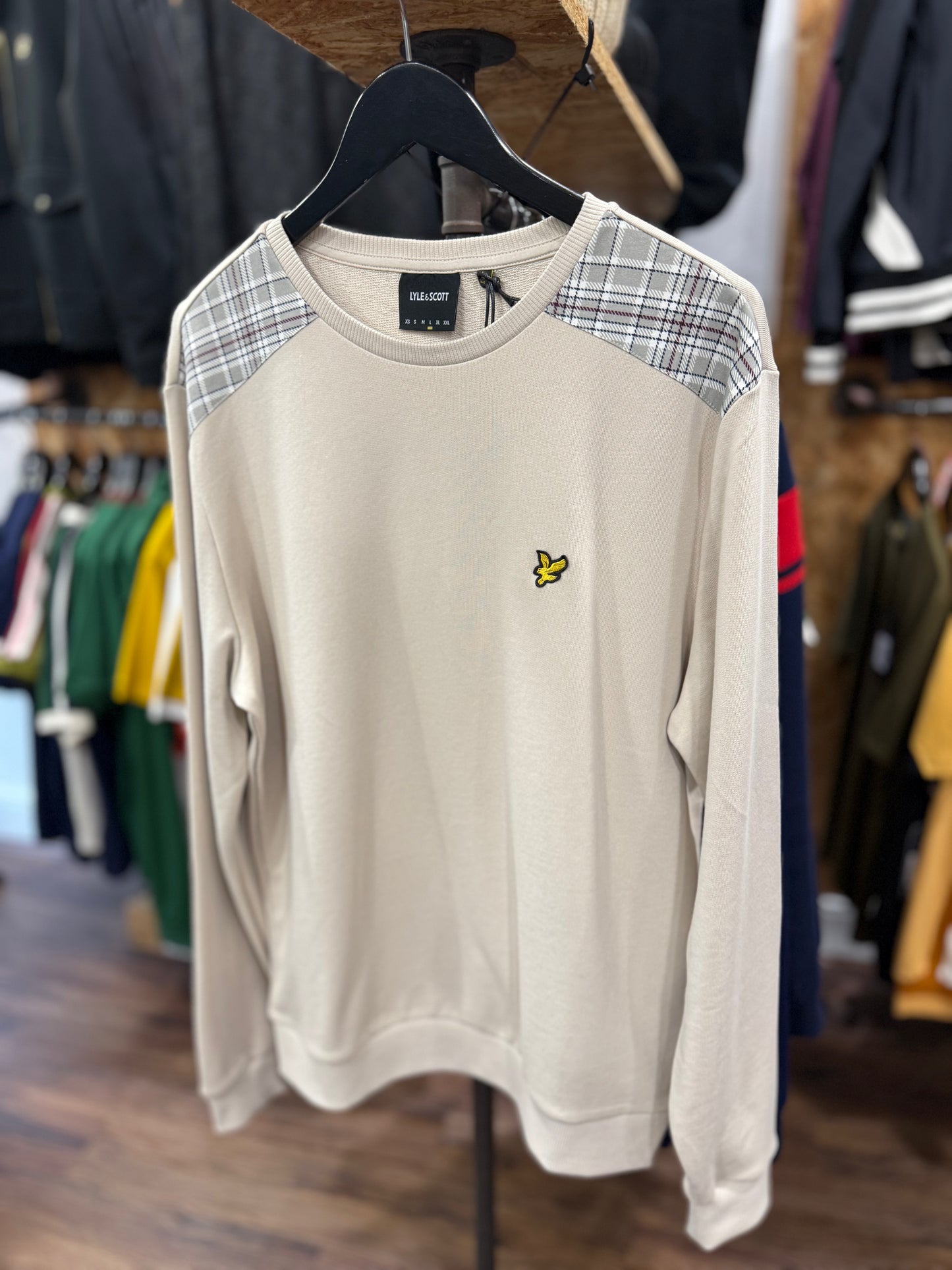 Lyle & Scott Check Panelled Crewneck Sweatshirt Cove