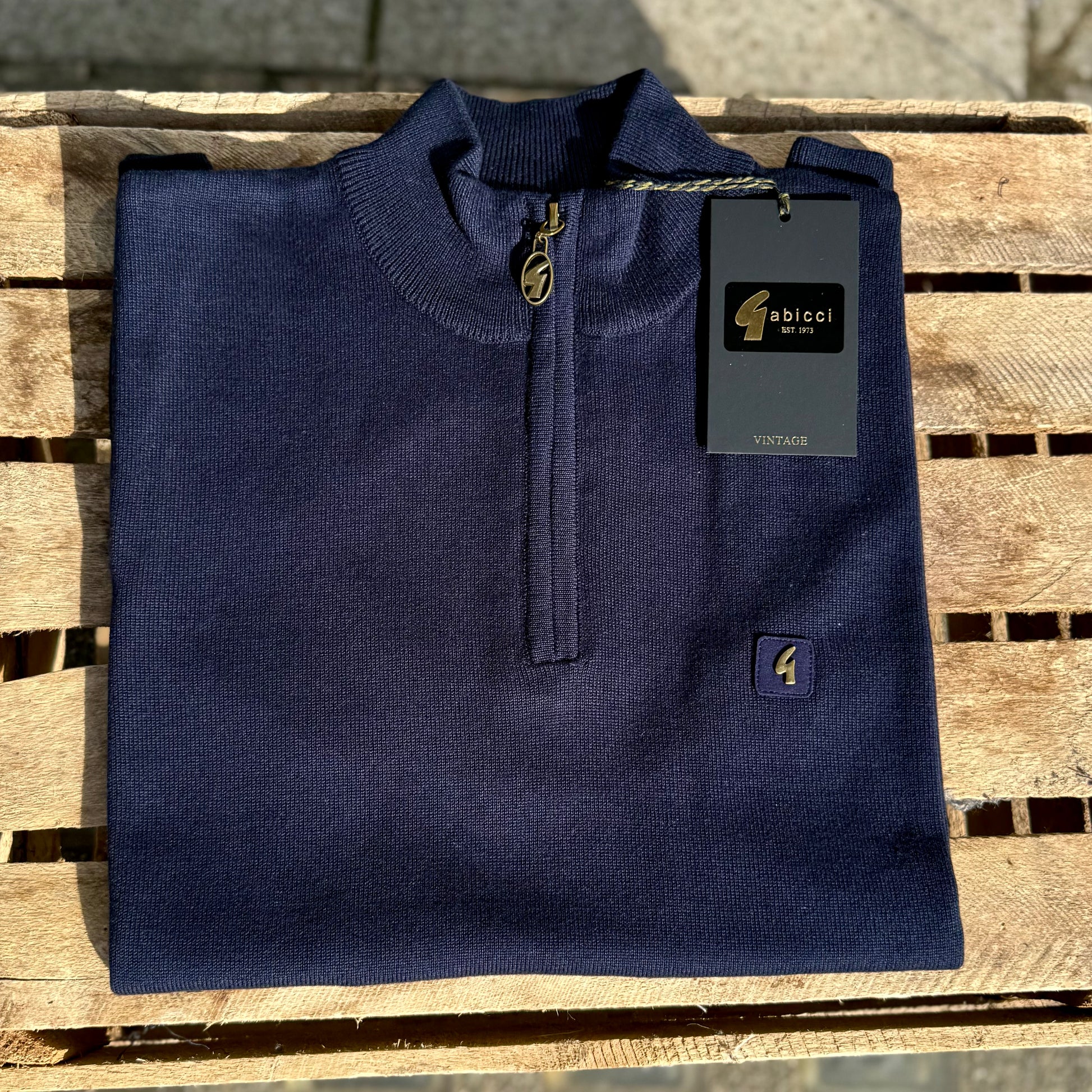Gabicci Vintage Lasso Knitted Quarter Zip Navy - RD1 Clothing