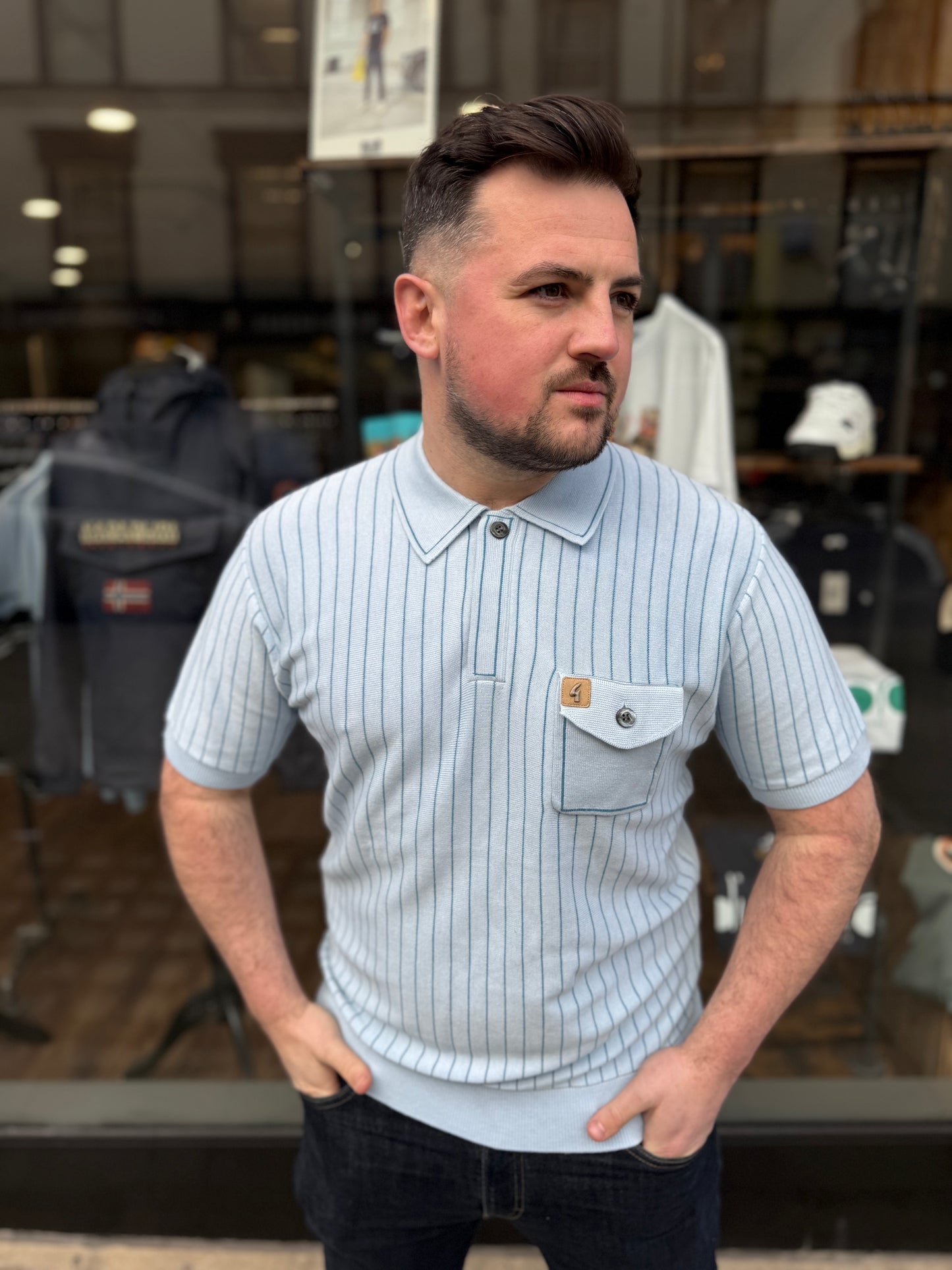 Gabicci Danny Knitted Polo Sky Blue