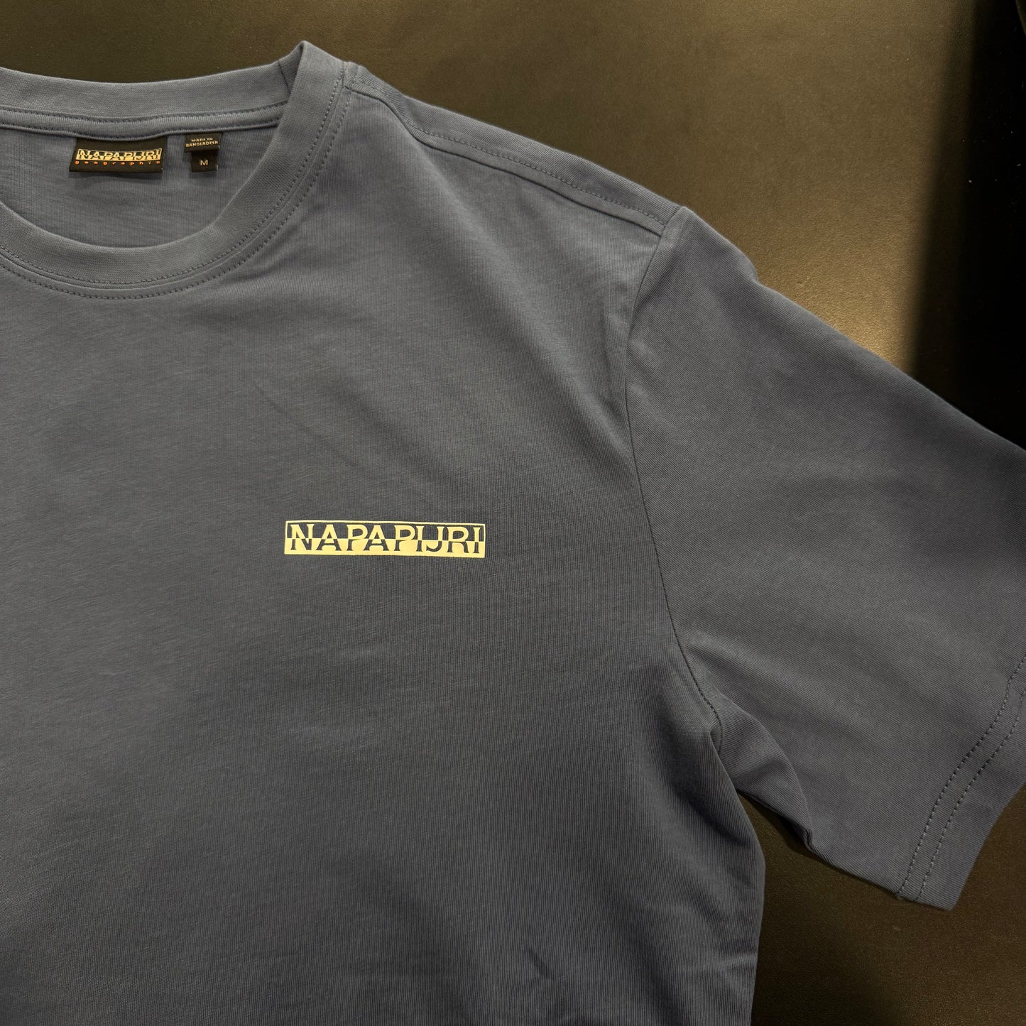 Napapijri Mirada Back Graphic T-Shirt in blue, casual men's apparel featuring a stylish back graphic design.