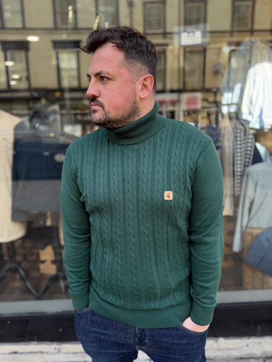 Gabicci Vintage Leonardo Long Sleeve Knitted Roll Neck Sweater Ivy - RD1 Clothing