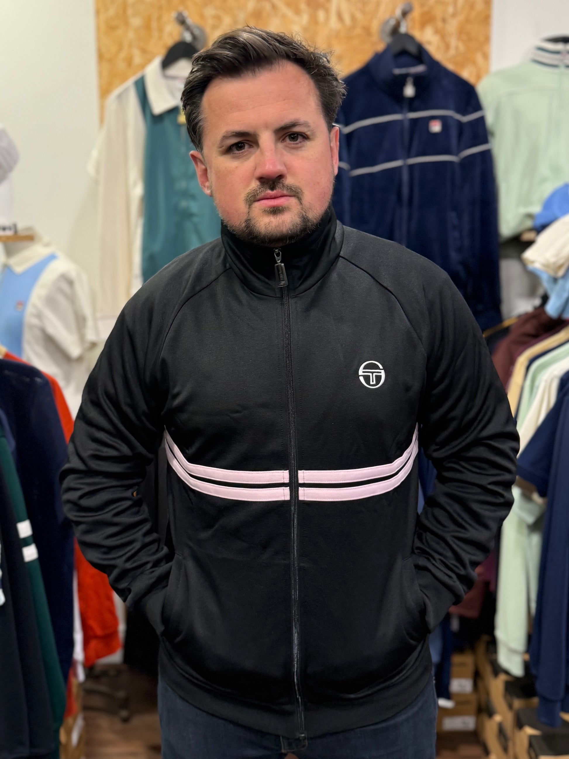 Sergio Tacchini New Dallas Track Top in Black/Light Lilac - RD1 Clothing