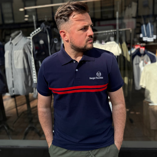 Sergio Tacchini Supermac Polo Shirt Maritime Blue/Adrenaline Rush - RD1 Clothing